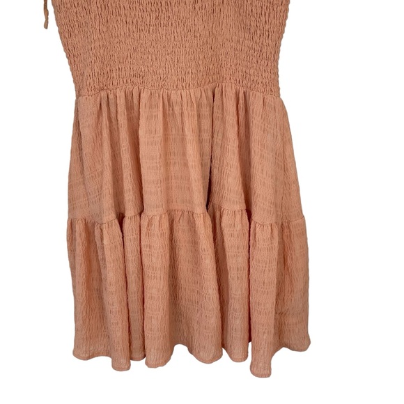 ⭐️2/$20 Lulu’s Where the Sun Goes Light Orange Smocked Tie-Strap Mini Dress - Picture 14 of 14